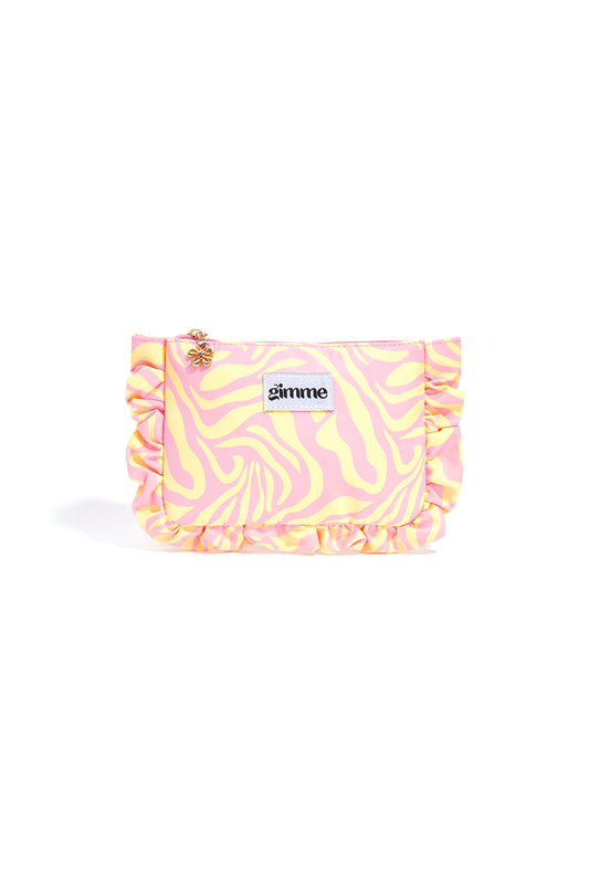 Make up bag ruffle zebra